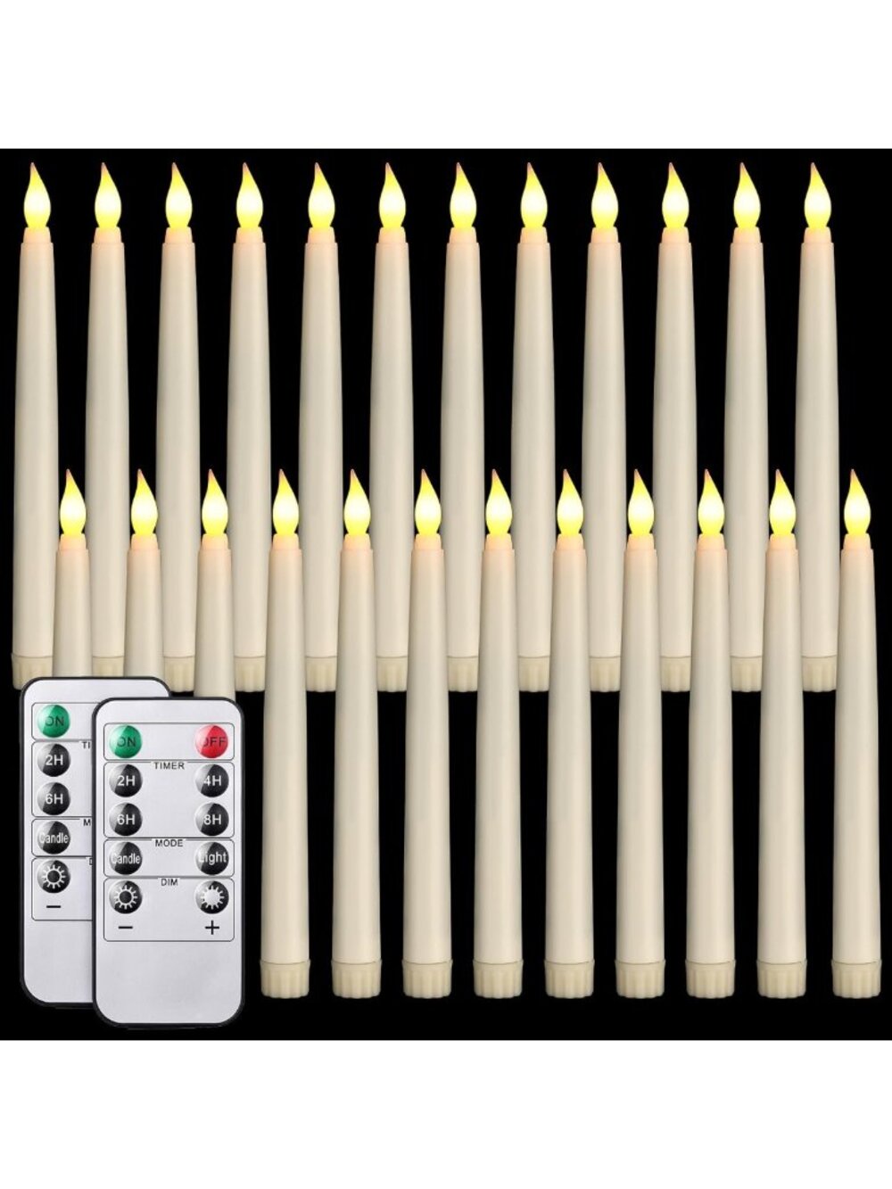 24 Pack Flameless Taper Candles with Remote & Timer - LED Warm White Home Decor